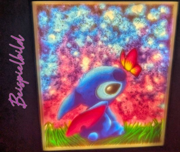 Bild von Farb-Lithophane mit LED & Rahmen